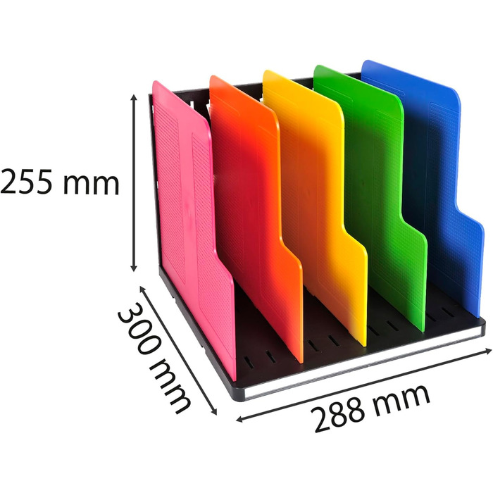 Органайзер Exacompta 390914D Modulotop з 5 роздільниками з переробленого пластику для документів DIN A4 Арлекін чорнийкольоровий. Для швидкозшивачів, кільцевих швидкозшивачів, постбіндерів і степлерів, сортувальників, вертикальних, блакитний ангел, модуль