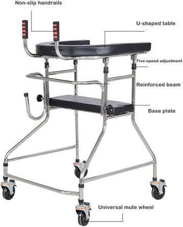 Допоміжні засоби для ходьби для людей похилого віку, людей похилого віку та інвалідів, палиця для ходьби типу U з 4 колесами, регульована по висоті, ходунки, пристрій для тренування ходи, проста в збірці прикраса