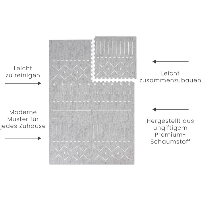 Повзучий килимок преміум-класу Toddlekind 180x120 см, не містить бісфенолу А, безпечний і здоров'я, протестований Екологічний килимок-пазл з переробленої піни EVA Високоякісний дитячий килимок (бежевий/кремовий (бербер - Soft Storm)