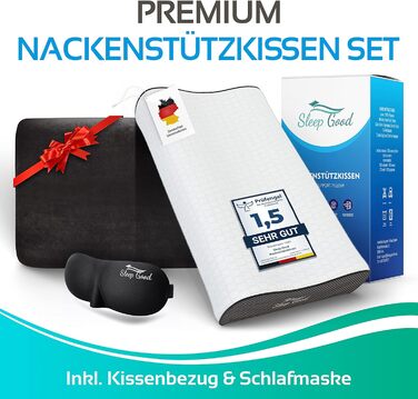 Подушка для підтримки шиї Sleep Good Sleeper Подушка для сну на боці та спині для сну - Ортопедична подушка від болю в шиї - Подушка з піни з ефектом пам'яті регульована по висоті - Подушка для сну на боці з чохлом