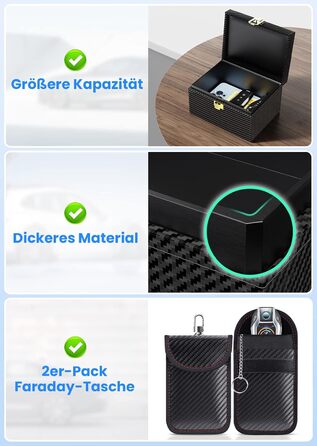 Автомобільний ключ Faraday Box & Bags (2 шт. ), захист мобільного телефону без ключа, блокувальник сигналу для кредитної картки та чорної підкладки автомобіля