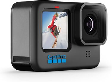 Чорна водонепроникна екшн-камера GoPro HERO10 із РК-дисплеєм на передній панелі та сенсорною задньою панеллю, 5.3K60 Ultra HD Video, 23MP фото, пряма трансляція 1080p, веб-камера, стабілізація