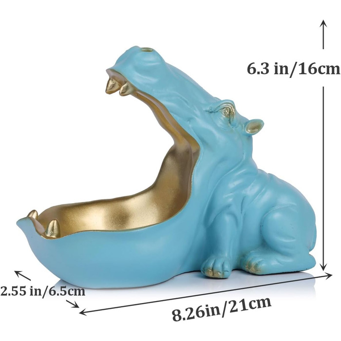 Фігурка бегемота, цукерниця та ключниця - унікальна статуетка бегемота з синтетичної смоли для прикраси офісного столу та вхідного столика