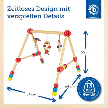 Ремінь безпеки Bieco регулюється по висоті Грати в Арка Дитяче Дерево Грати в Арка Дерев'яна Дитина Грати в трапецію з дерева Дитяча мобільна деревина Центр активності Baby Gym Дерев'яна іграшка Baby Дитяча іграшка червона регульована по висоті одномісна