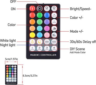 В 12 В 24 В 30 А RF світлодіодна стрічка Диммер ШІМ-контролер затемнення Бездротове керування або кнопкою для регулювання яскравості Підходить для світлодіодних стрічок (контролер RGB), 5