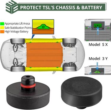 Гумова накладка EYPINS 4 шт. Jack, сумісна з моделлю Tesla 3/Y/X/S, колодки для домкрата (захищає акумулятор і шасі), накладка для підйомника візка з ящиком для зберігання, підйомна накладка Jack Pads для моделі 3/Y/X/S 2024-2021