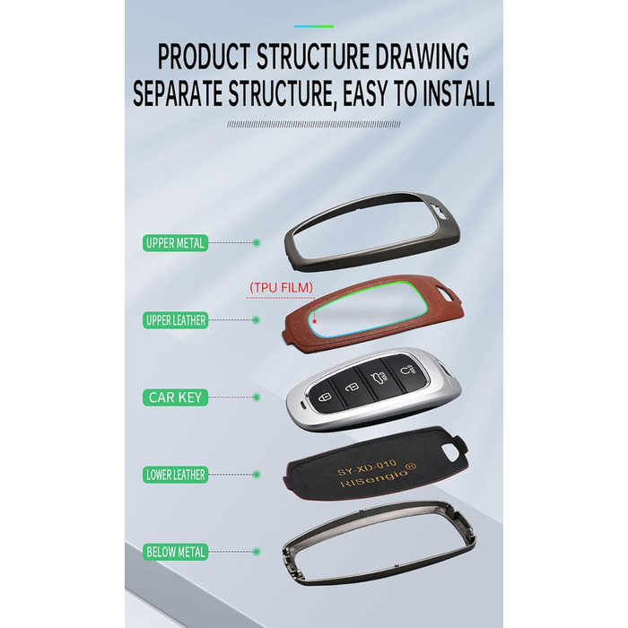 Чохол для ключів автомобіля Чохол для ключів Захисний чохол для гібрида Hyundai Tucson NX4 Ioniq 5 Santa Fe TM Sonata DN8 Nexo Solaris Grandeur Azera i10 i30 2020-2023-Сріблясто-зелений