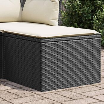 Табурет садовий з подушкою чорний 55x55x37 см Poly Rattan,366001