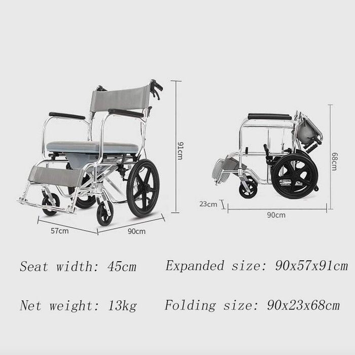Інвалідний візок KAZHUN YMXHYC, ручний, легкий, з унітазом, переносний, розбірний, виготовлений з алюмінію, багатофункціональний, для людей похилого віку та інвалідів