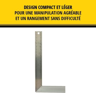 Столярний кутник Stanley (ширина 400 мм, довжина 200 мм, ребриста алюмінієва ручка, лезо з нержавіючої сталі, кут 45) 1-45-687 200 x 400 мм