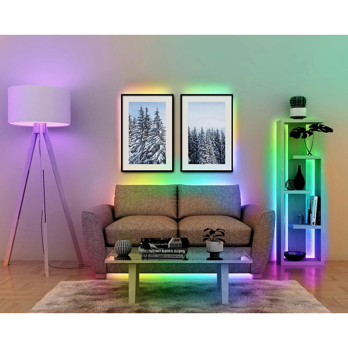 Світлодіодна стрічка Luminea Home Control набір з 2 світлодіодних стрічок USB RGB IC, Bluetooth, додаток, пульт дистанційного керування, 2 м (RGB світлодіодні стрічки USB, світлодіодні стрічки USB, диммер)