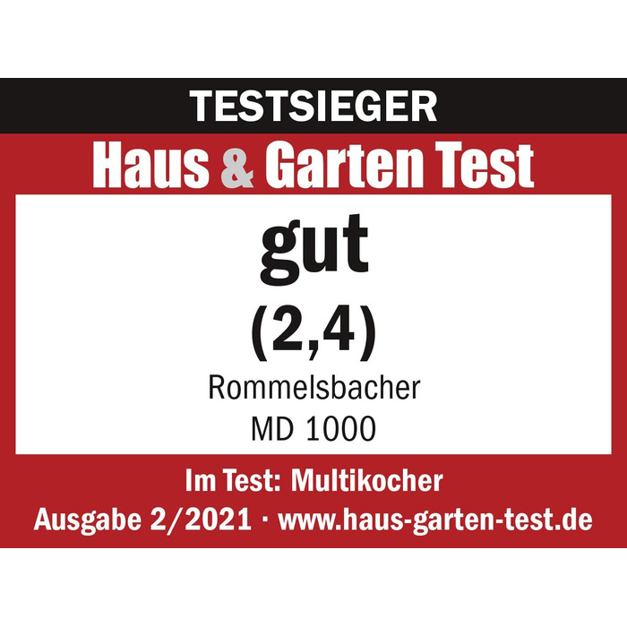 Електрична парова мультиварка ROMMELSBACHER MD 1000 'MeinHans - Оригінал - 14 автоматичних програм, регульованих від 40 C до 170 C, 2 рівні тиску пари, каструля об'ємом 6 літрів з антипригарним покриттям одинарна