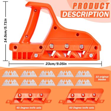 Швидкоріз для гіпсокартону, кромкоріз для гіпсокартону, кромкоріз для гіпсокартону, ручний рубанок з 10 лезами, ручний рубанок для гіпсокартону з кутом нахилу 45 і 60 для різання гіпсокартону