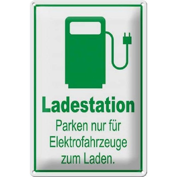 Металева табличка 30 х 20 см Станція зарядки електромобілів Парковка тільки для електромобілів для зарядки - DekoNo7