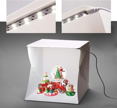 Портативна фотостудія Mini Light Box для фотографії 23x23 см світлові коробки, світлодіодна студійна освітлювальна коробка для зйомки Знімальний намет складний з білим фоном, чорний екран