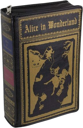 Елегантна літературна колекція клатчів сумочки у формі книги з кросбоді та ремінцем на руку Аліса в країні чудес - чорний, 2Die4