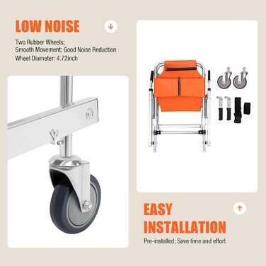 Сходові підйомники для людей похилого віку складні, портативне складане крісло ERnonde Orange з ременями безпеки та 2 колесами для лікарень, центрів екстреної допомоги та пожежних центрів