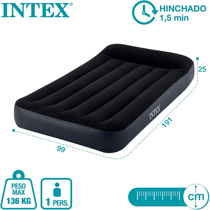 Подвійна подушка Intex Classic НАДУВНЕ ліжко W/Fiber-TECH BIP, розмір 99x1925см