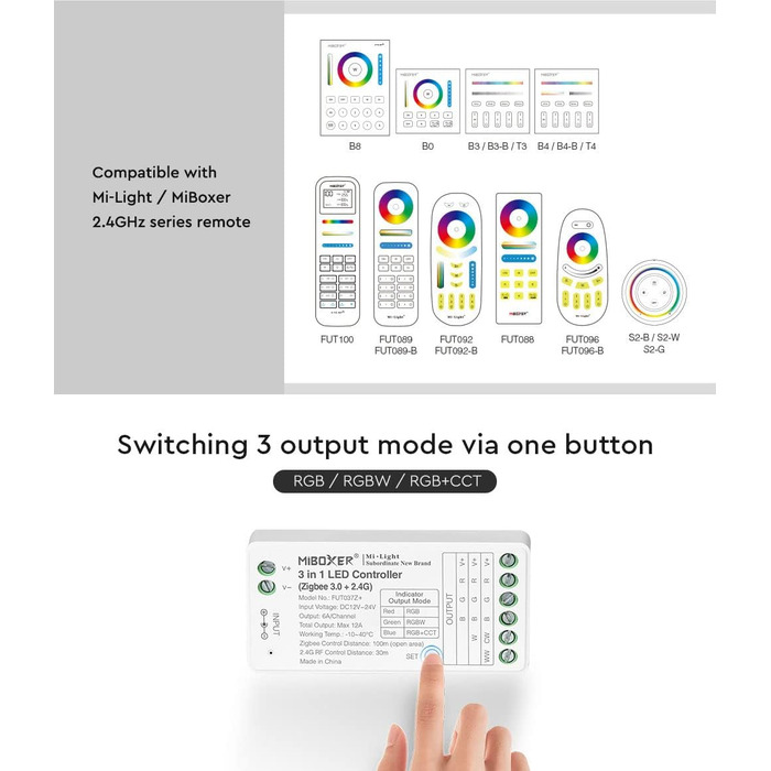 Диммер Milight Miboxer Zigbee3.0, одноколірний контролер світлодіодної стрічки, 12 В/24 В, сумісний із додатком Zigbee Storeo Echo/голосовим керуванням, (FUT037z)