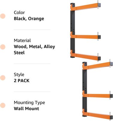 Настінний дерев'яний органайзер і сховище для дерева, дерев'яна полиця з 3-рівневим настінним кріпленням Дерев'яна стійка для зберігання 2 шт. и Полиця для дров Полиця для дров для внутрішнього та зовнішнього використання