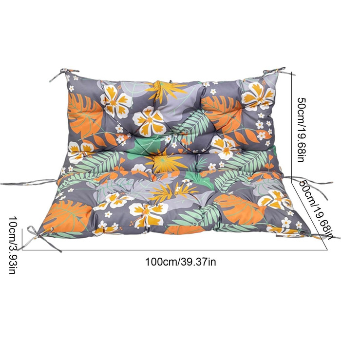 Подушка-гойдалка, змінна подушка для гойдалок на відкритому повітрі, водонепроникна подушка-гойдалка для відкритого патіо - Садовий диван Диванна подушка з ременями для лавки та садових меблів