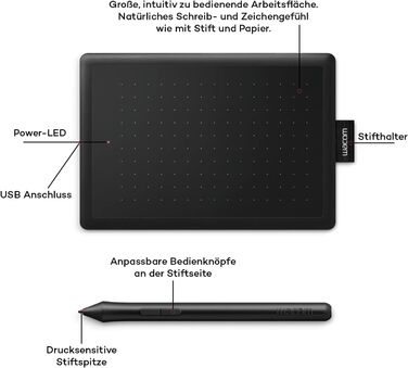 З чутливим до тиску пером, підходить для Windows, Mac і Chromebook, чорний / червоний (середній, планшет з ручкою репетиторство)