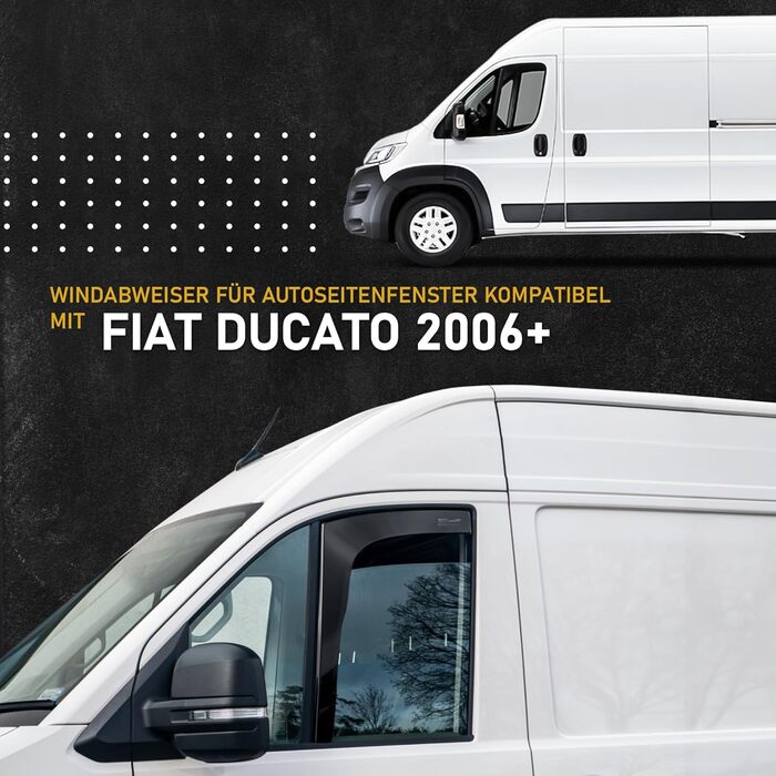 Сумісний з вітровими дефлекторами бічного скла FIAT Ducato 2006 Спереду 2 шт. Дефлектор дощу, дефлектор вітру, тонований, обтічний Простота монтажу Захист від вітру та дощу