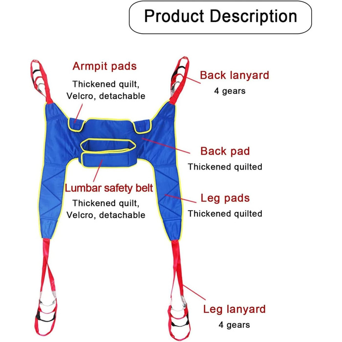 Підйом пацієнта, Розділений слінг для ніг, Туалетний слінг, Баріатричний туалетний слінг для інвалідів, Універсальний слінг для ходьби всього тіла, стегно, стегно, хвіст M