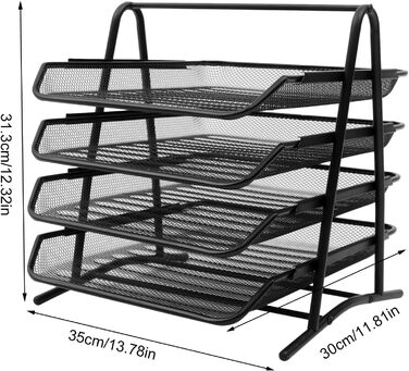 Металевий лоток для документів, 4 висувні ящики, сітчастий дизайнерський настільний лоток для документів формату А4, чорний лоток для столу-органайзера Office 35*30*5см