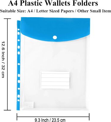 Пакет для документів A4, папка A4 з 12 шт. , широка розширювана папка, система папок, кнопка фіксації папки з документами з 11 отворами та кишеня для етикеток, органайзер для водонепроникних папок 12 шт. - A