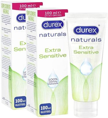 Лубрикант на водній основі Durex Naturals мастило, виготовлене з 100 натуральних інгредієнтів і з формулою інтимного балансу 2 x 100 мл у тюбику