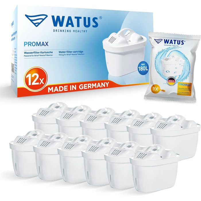 Картриджі фільтра для води Watus, для Brita Maxtra і Maxtra, Style, Marella, Elemaris, для заміни картриджів фільтра Brita, Made in Germany (12)