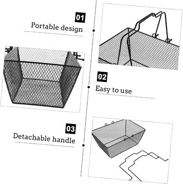 Металевий кошик для покупок Кошик для зберігання Органайзер Кошик для зберігання продуктів Металева дротяна підставка для фруктів Металева підставка для фруктів Страва Закусочна праска Невеликий кошик 29,8X212,8 см Чорний, 1 шт.