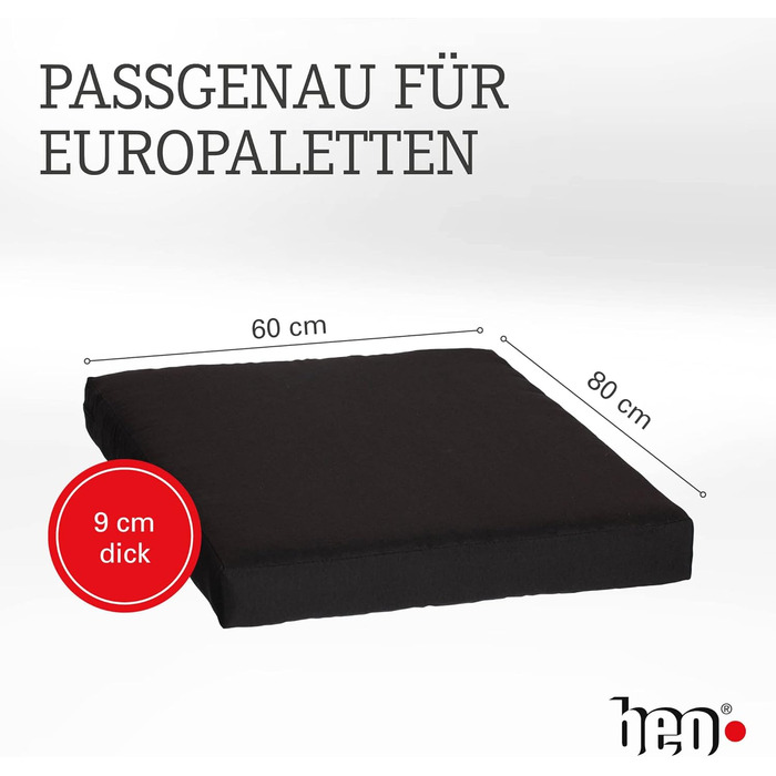 Подушка для піддонів Beo 60x80 - водовідштовхувальна подушка для піддонних меблів Зроблено в ЄС Подушка для піддонів зовнішня стійка до ультрафіолету в антрацитовому кольорі Європодушка для піддонів, що миється Подушка для піддонів гладка