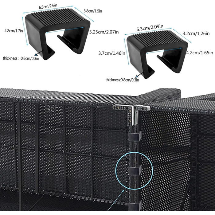 Загальні меблеві затискачі з ротанга, 10 шт. з'єднувальних кронштейнів, з'єднувачі меблів з ПП, кріплення для дивана з ротанга, кліпса для садового дивана, для меблів для модульного дивана патіо ресторану (6 * 3,2 * 3,5 см) 6 * 3,2 * 3,5 см