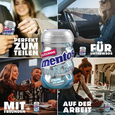 Жувальна гумка Mentos Pure Fresh Frost, 6 коробок жувальних гумок без цукру драже зі смаком ментолу та рідким наповнювачем, мультиупаковка (6 x 70 г) м'ята, 35 шт. (6 упаковок)