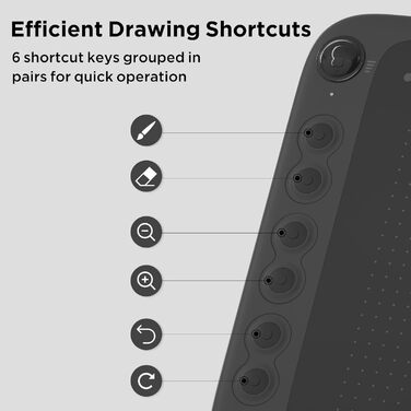 Графічний планшет UGEE для ПК 6,3 x 4 дюйми, Dital Drawing Pad з пером 8192 Чутливість до натискання 10 Express Keys Pen Tablet, сумісний з Windows Mac Linux (Q6-Black)
