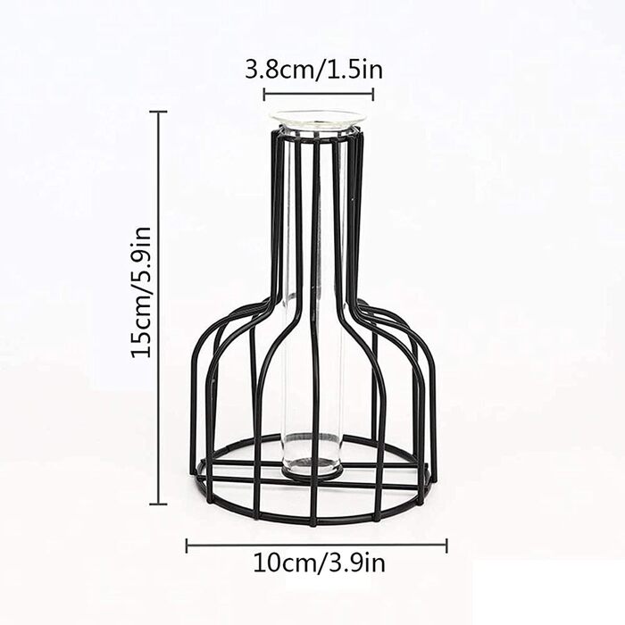 Шматки залізної скляної вази Чорні маленькі вази Для прикраси столу Квіткова ваза Сучасний бутон Гідропоніка Скляна ваза Пробірки для квітів Весільна вітальня Деко піднос для столу Прикраса ванної кімнати (чорний2), 2