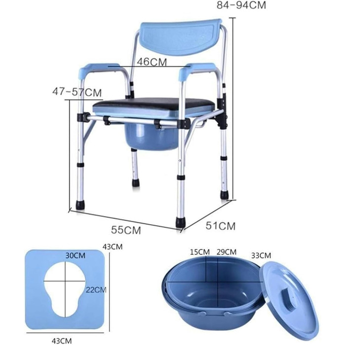Практичне приліжкове крісло, Тумбочка, Комод, Алюмінієвий сплав, Старе сидіння для унітазу, Мобільний, Для вагітних, Ванна кімната, Ванна кімната, Туалет, Портативний, Регульований по висоті