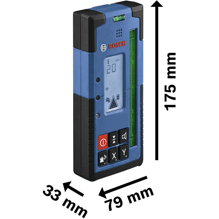 Професійний лазерний приймач Bosch LR 65 G (тримач приймача RB 60, 2 батарейки AA, радіус дії до 325 м, ідеально підходить для ротаційного лазера GRL 650 CHVG)