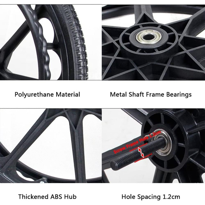 Колеса для інвалідного візка LNX 24 * 13/8 задні, Тверді гумові шини Інтегральна заміна колеса, Втулка ABS, Аксесуари для інвалідного візка, Ходунки, Скутер Чорний