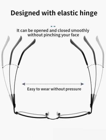 Окуляри для читання LANLANG для чоловіків з титаном Flex Memory, окуляри з фільтром синього світла, допоміжний засіб для читання, висока роздільна здатність, висока прозорість, 04 діоптрії, анти синій чорний2 3.5 діоптрії