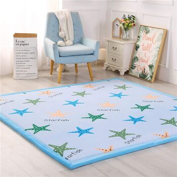 Килимок Loartee Velvet Mat Килимок, дитячий килимок Playmat великий, килимок для повзання товщиною 3 см, гімнастичний килимок, для дитини, дитяча кімната, спальні (морська зірка, 130x190см (1 упаковка))