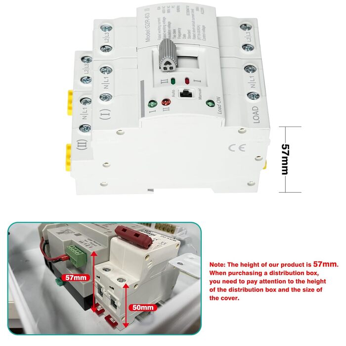 Автоматичний подвійний перемикач живлення, контролер живлення ATS Перемикач безперебійної передачі G2R 4P 63A Автоматичний перемикач передачі Електричний селектор 220 В