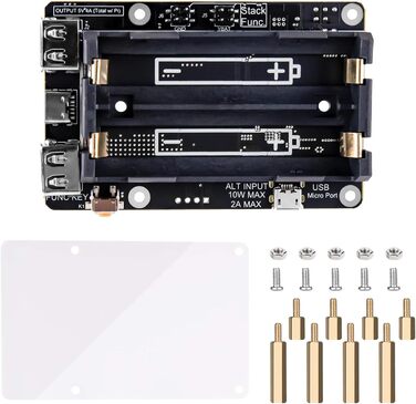 ДБЖ BAHJKASD з блоком живлення кулонометра RTC, розширена прошивка з двома USB-портами для модуля керування живленням ДБЖ RaspberryPi 3B/3B/4B