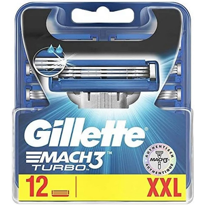 Леза для бритви Gillette Mach3 Turbo для чоловіків, 1 упаковка (1 x 12 шт. )