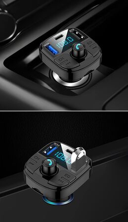 Автомобільний Bluetooth-передавач,ДокладнішеРадіоадаптер Chioce Bluetooth 5.0 QC3.0 Подвійний зарядний пристрій USB Прикурювач Бездротовий Bluetooth-передавач із підтримкою гучного зв'язку TF-карта