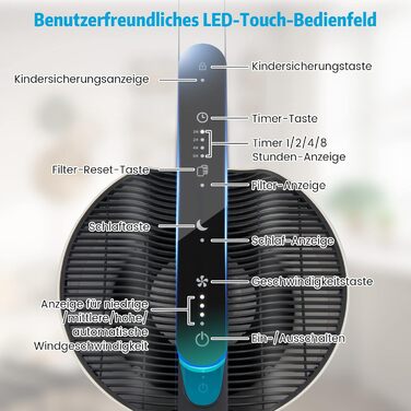 Очищувач повітря COSTWAY з фільтром H13 HEPA до 121, повітряний фільтр омивача для алергіків, освіжувач повітря з таймером 8 годин, 4 режими, режими сну, дисплей якості повітря
