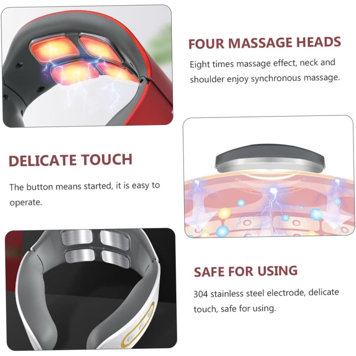 Комплект шийного масажера Розумні масажери для шиї Бездротовий масажер для шиї Розумний масажер шийних хребців Імпульсний масажер Бездротовий, 1