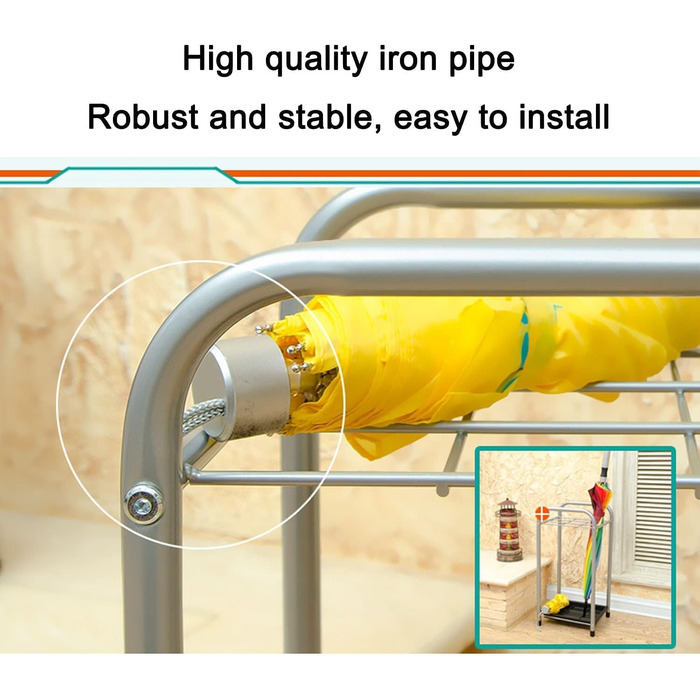 Зберігання парасольок JWXFGHJT, підставка для парасольки, металевий тримач для парасольки, безкоштовна підставка для входу в домашній офіс, підставка для парасольки зі знімною мискою для води